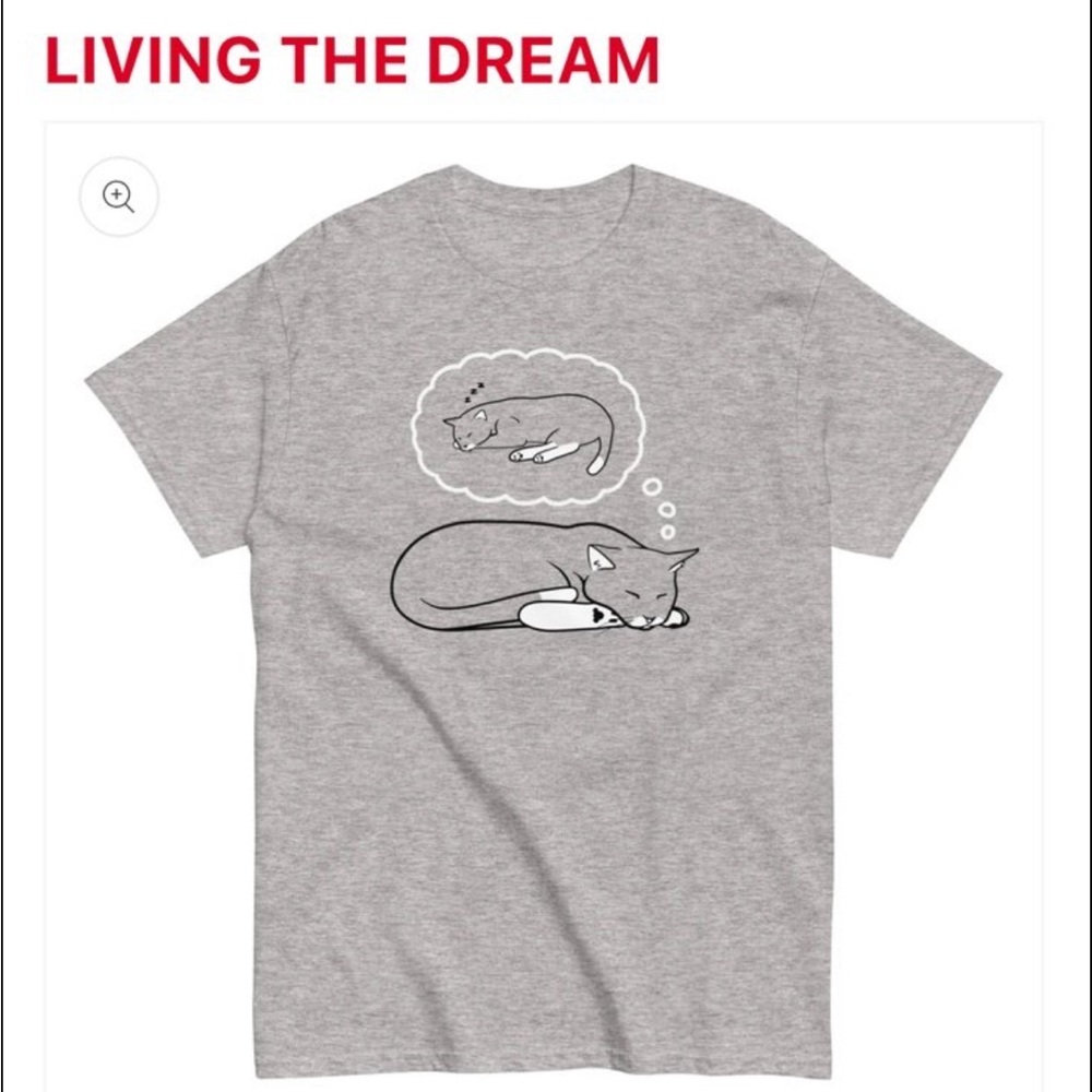 Size Large Snorg Tees Dreaming Cat Graphic TShirt NWOT - living the dream shirt
